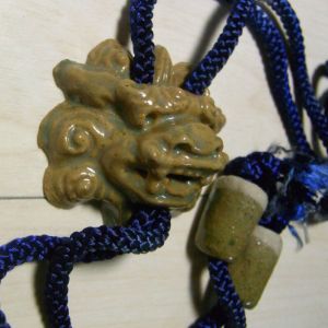 Japanese Vintage Bolo Tie Ceramic Legendary Shishi Lion