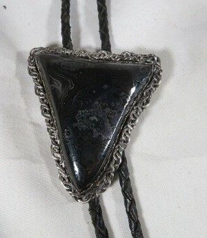 Vintage Hematite Triangular Bolo Tie
